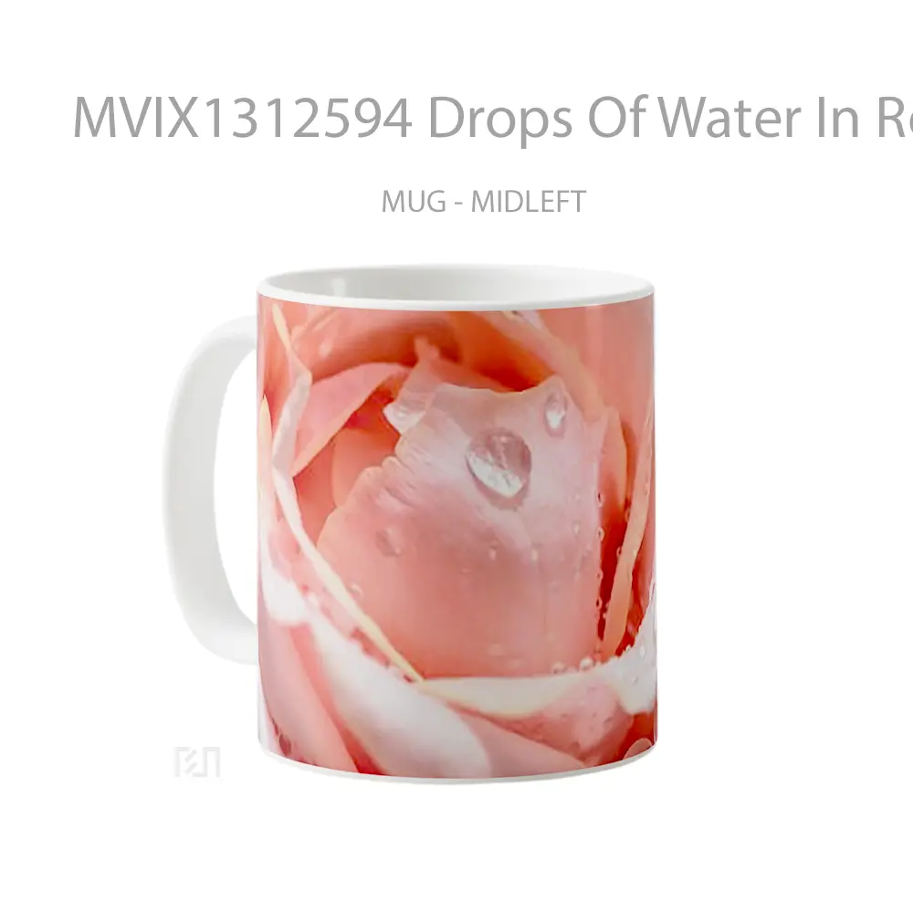 Mug Drops Of Water In Rose Gelas Pemandangan Alam - All-side / Desain