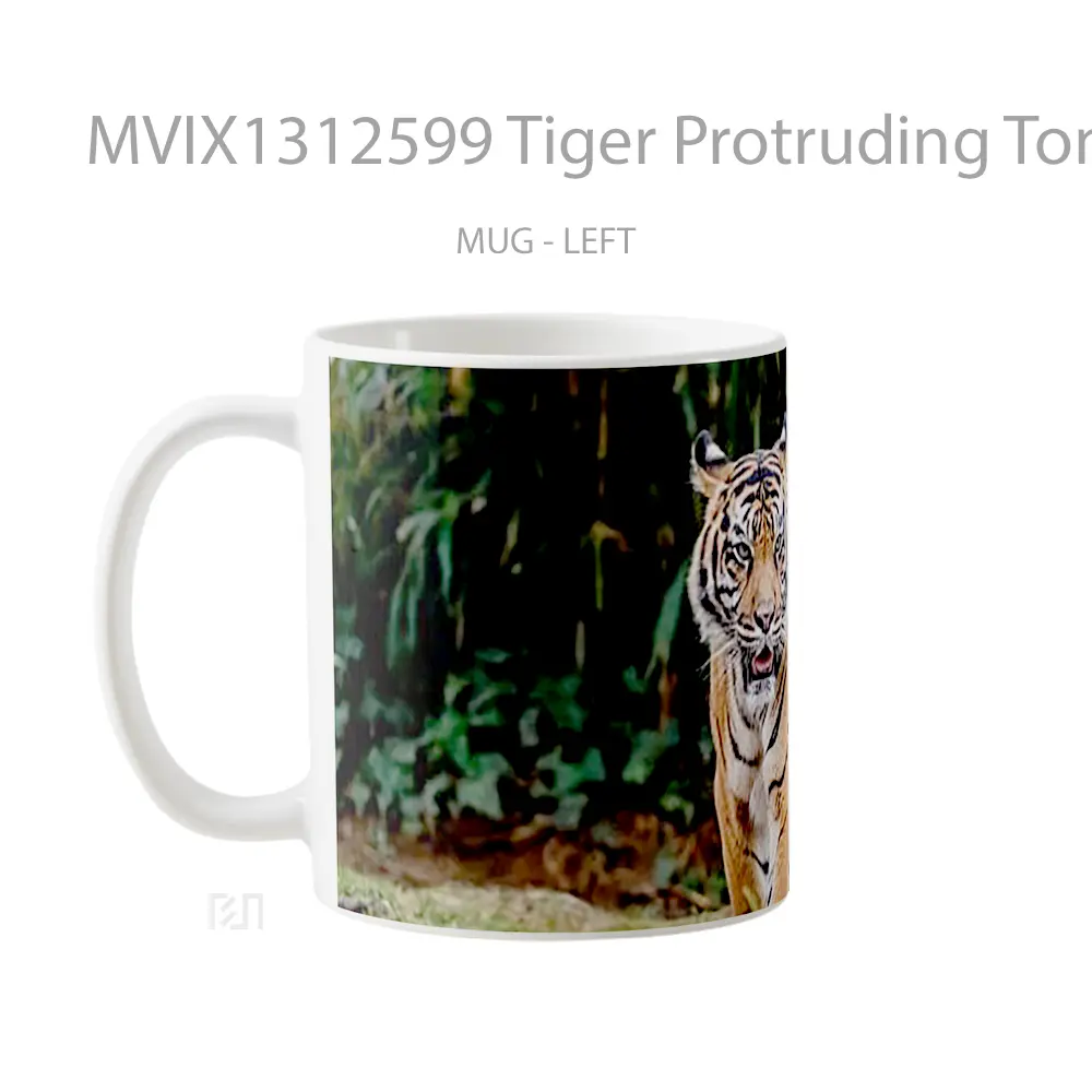 Mug Tiger Protruding Tongue Gelas Hewan Lucu - All-side / Desain