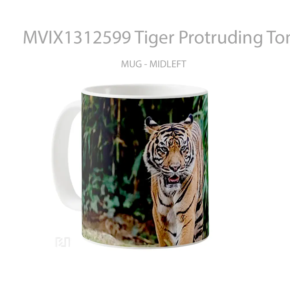 Mug Tiger Protruding Tongue Gelas Hewan Lucu - All-side / Desain