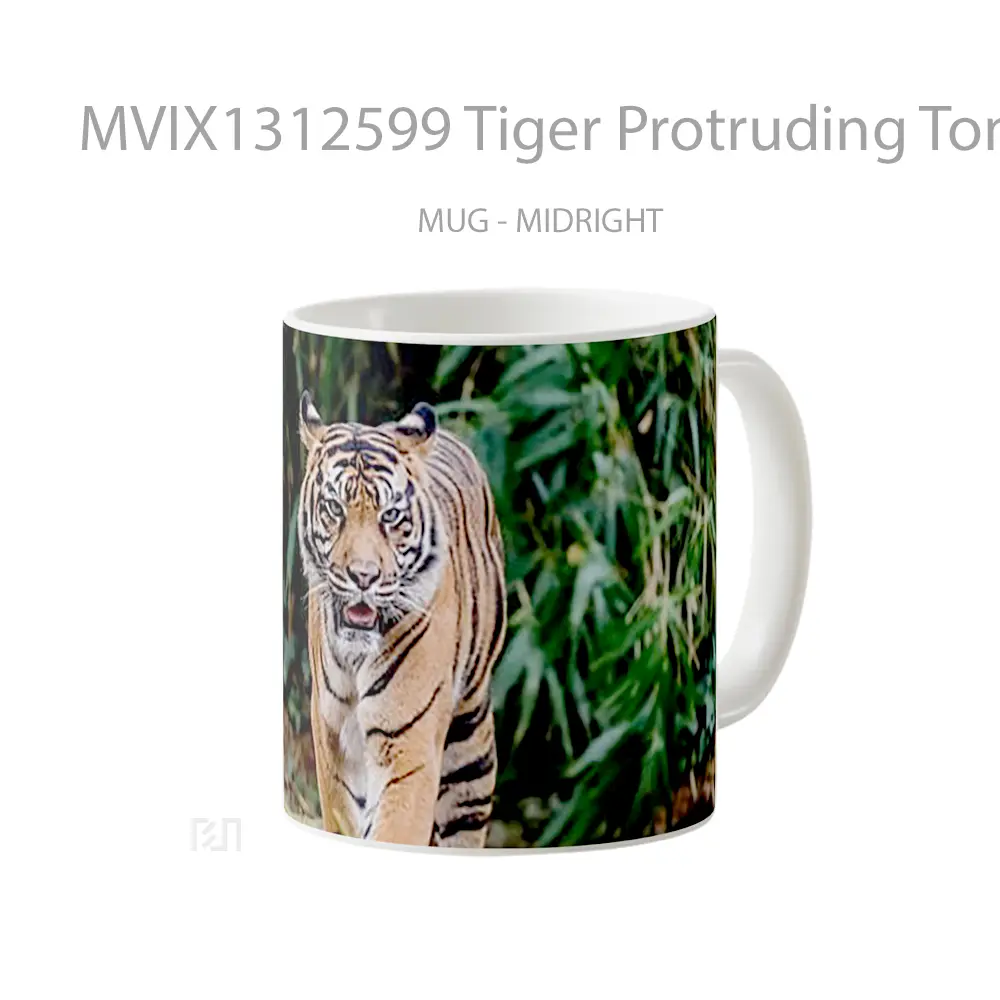 Mug Tiger Protruding Tongue Gelas Hewan Lucu - All-side / Desain