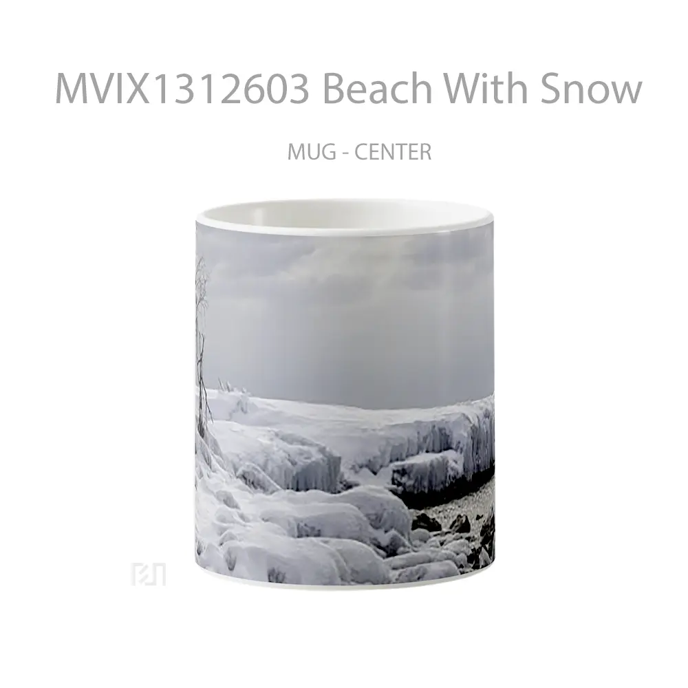 Mug Beach With Snow Gelas Pemandangan Alam