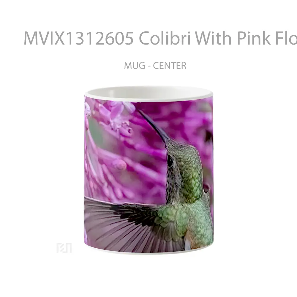 Mug Colibri With Pink Flowers Gelas Pemandangan Alam