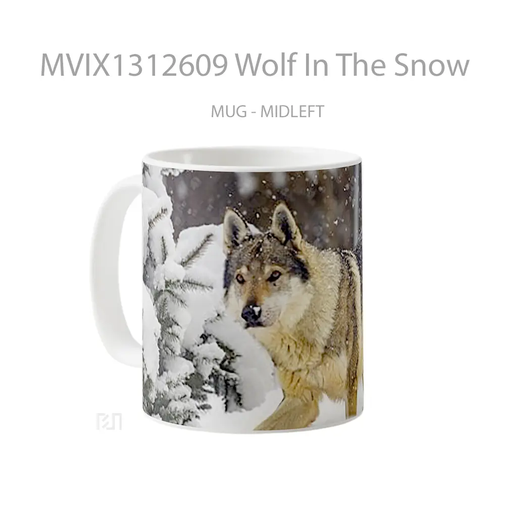 Mug Wolf In The Snow Gelas Hewan Lucu - All-side / Desain