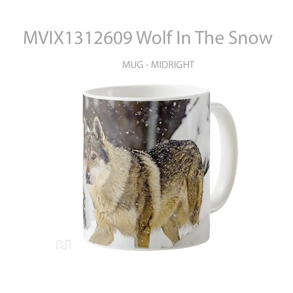 Mug Wolf In The Snow Gelas Hewan Lucu - All-side / Desain
