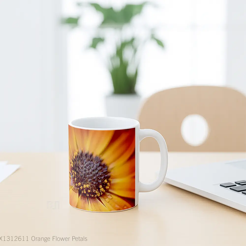 Mug Orange Flower Petals Gelas Pemandangan Alam - All-side / Desain