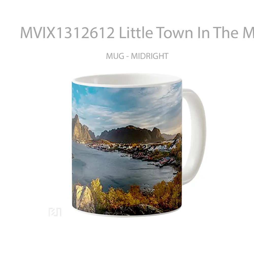 Mug Little Town In The Mountains Gelas Pemandangan Alam - All-side / Desain