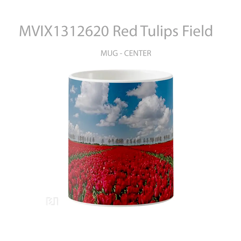 Mug Red Tulips Field Gelas Pemandangan Alam