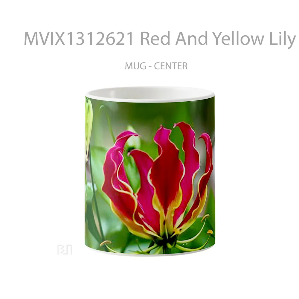 Mug Red And Yellow Lily Gelas Keramik Unik