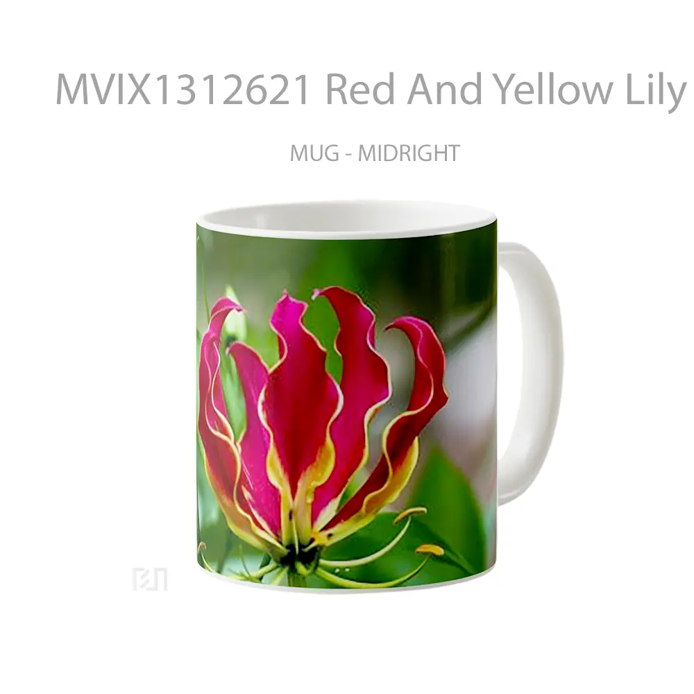 Mug Red And Yellow Lily Gelas Keramik Unik - All-side / Desain