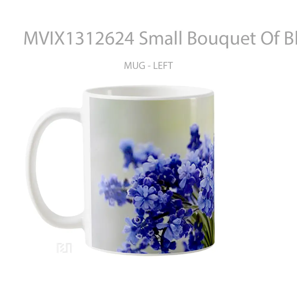 Mug Small Bouquet Of Blue Flowers Gelas Pemandangan Alam - All-side / Desain