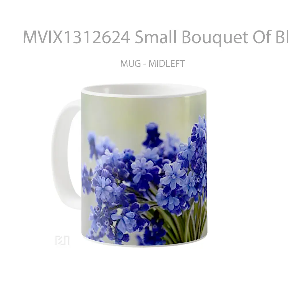 Mug Small Bouquet Of Blue Flowers Gelas Pemandangan Alam - All-side / Desain