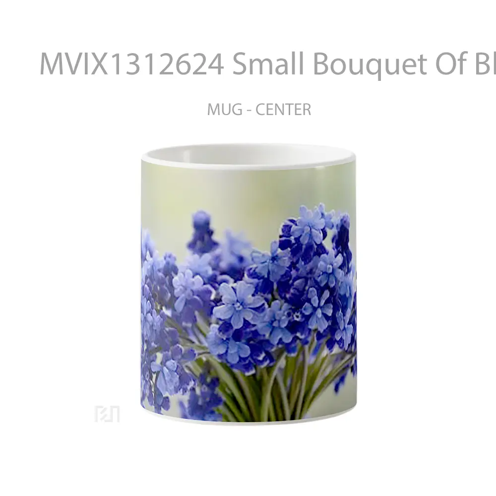 Mug Small Bouquet Of Blue Flowers Gelas Pemandangan Alam