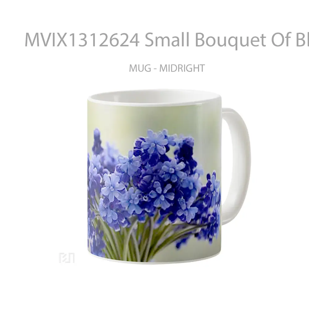 Mug Small Bouquet Of Blue Flowers Gelas Pemandangan Alam - All-side / Desain