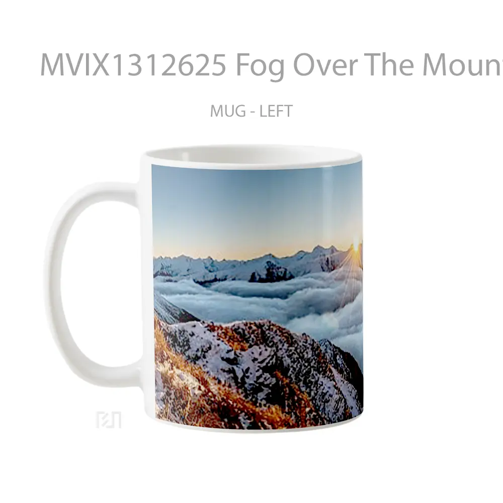 Mug Fog Over The Mountains At Sunrise Gelas Pemandangan Alam - All-side / Desain