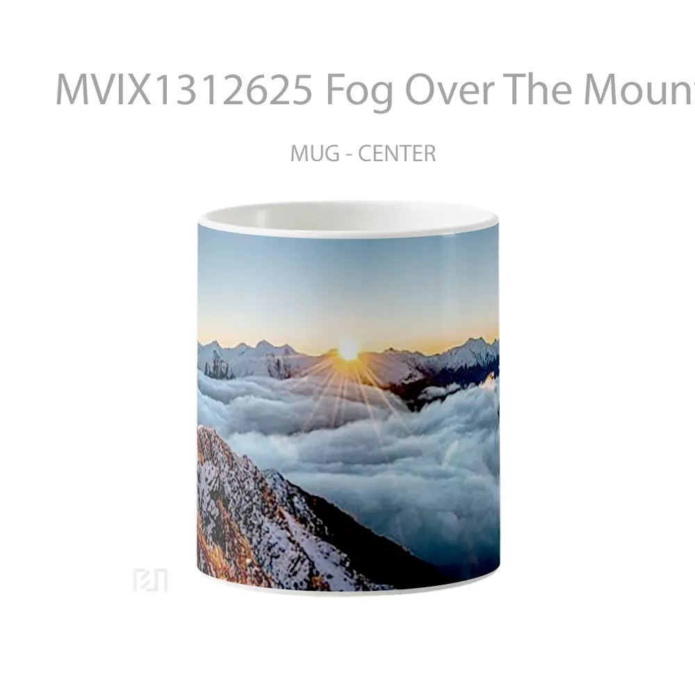 Mug Fog Over The Mountains At Sunrise Gelas Pemandangan Alam