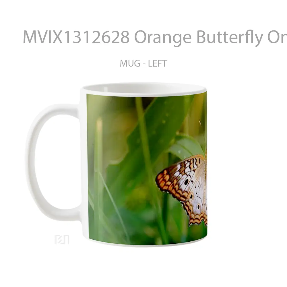 Mug Orange Butterfly On Grass Gelas Hewan Lucu - All-side / Desain