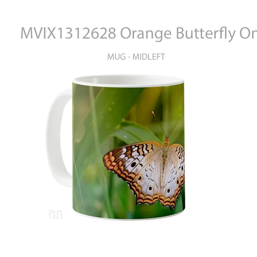Mug Orange Butterfly On Grass Gelas Hewan Lucu - All-side / Desain