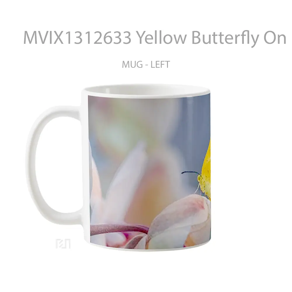 Mug Yellow Butterfly On Flower Petal Gelas Hewan Lucu - All-side / Desain