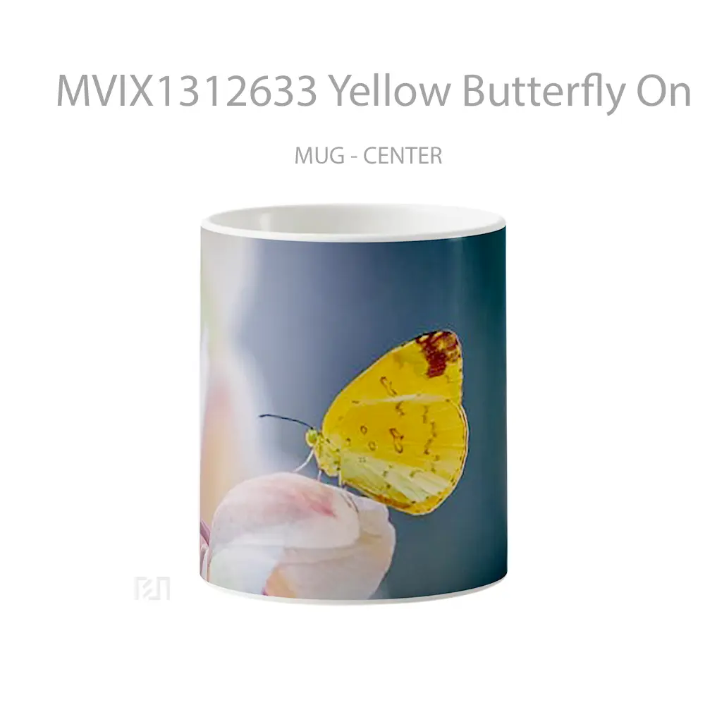 Mug Yellow Butterfly On Flower Petal Gelas Hewan Lucu