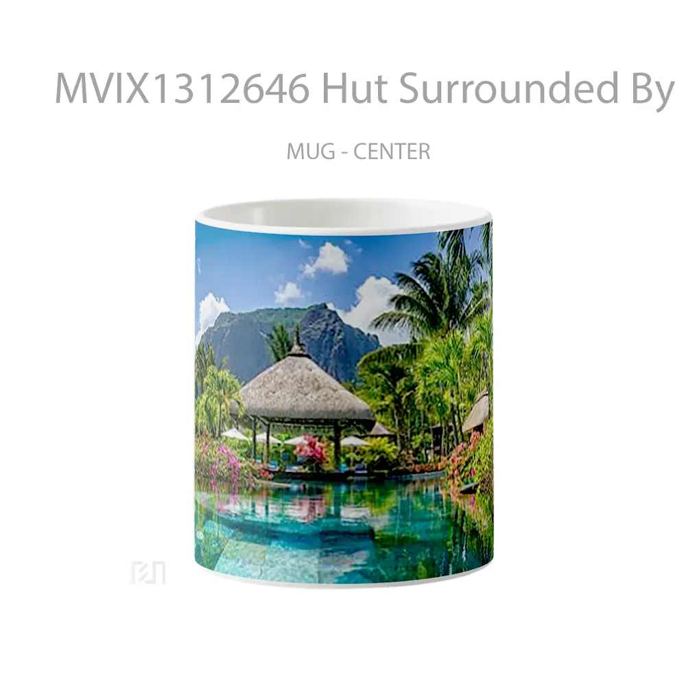 Mug Hut Surrounded By Palm Trees And Mountain Gelas Pemandangan Alam