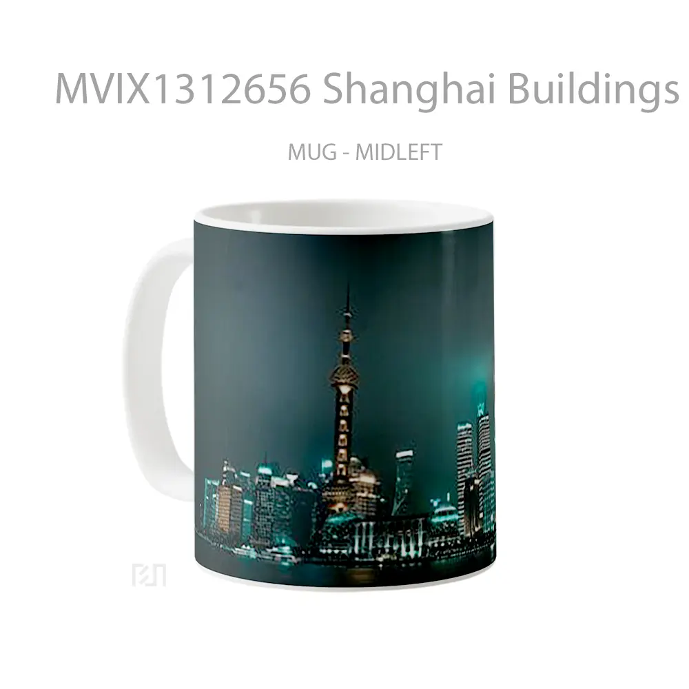 Mug Shanghai Buildings Gelas Keramik Unik - All-side / Desain