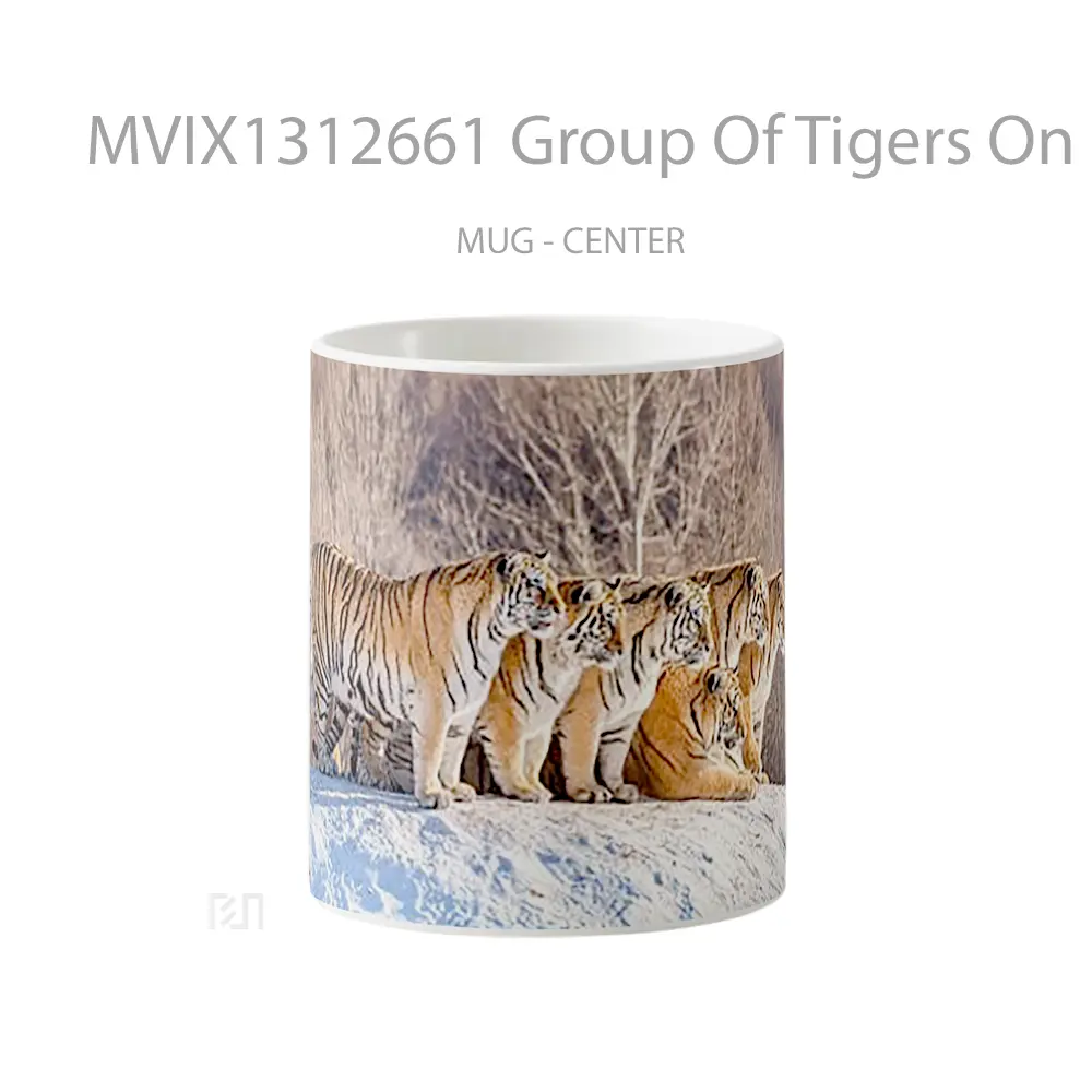 Mug Group Of Tigers On Snowed Mountain Gelas Hewan Lucu