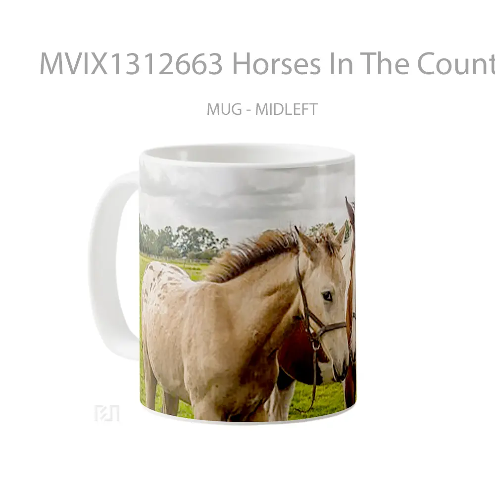 Mug Horses In The Countryside Gelas Hewan Lucu - All-side / Desain