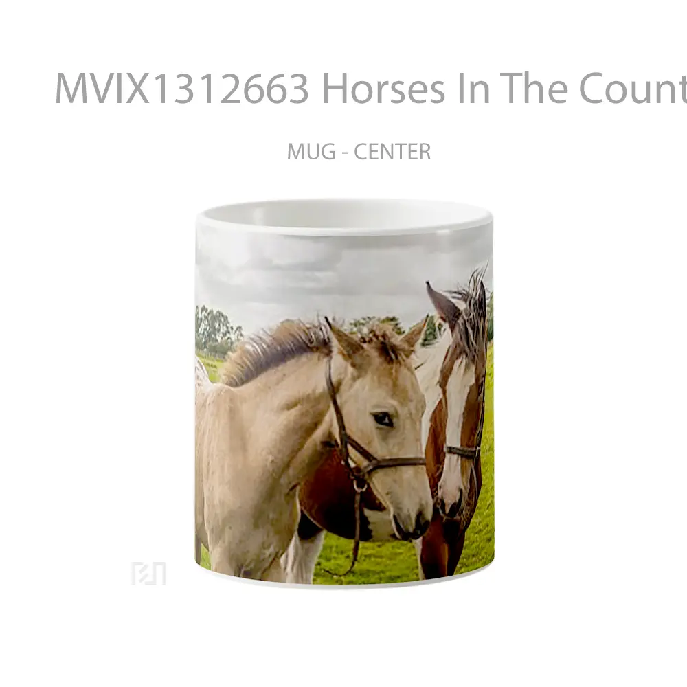 Mug Horses In The Countryside Gelas Hewan Lucu