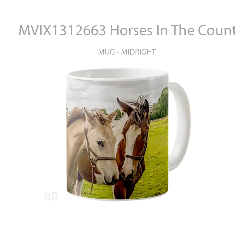 Mug Horses In The Countryside Gelas Hewan Lucu - All-side / Desain