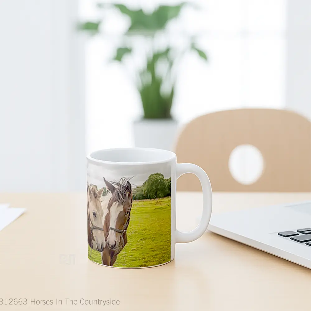 Mug Horses In The Countryside Gelas Hewan Lucu - All-side / Desain