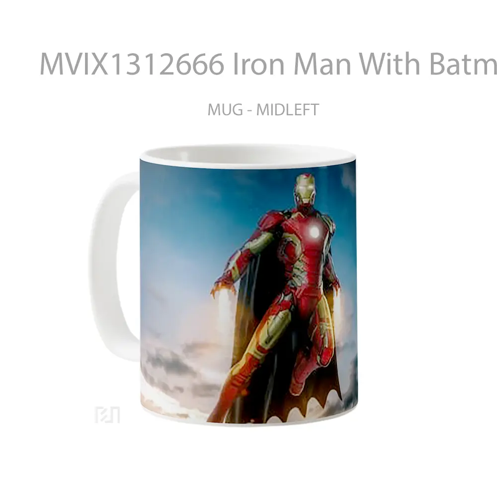 Mug Iron Man With Batman Cape Gelas Superhero - All-side / Desain