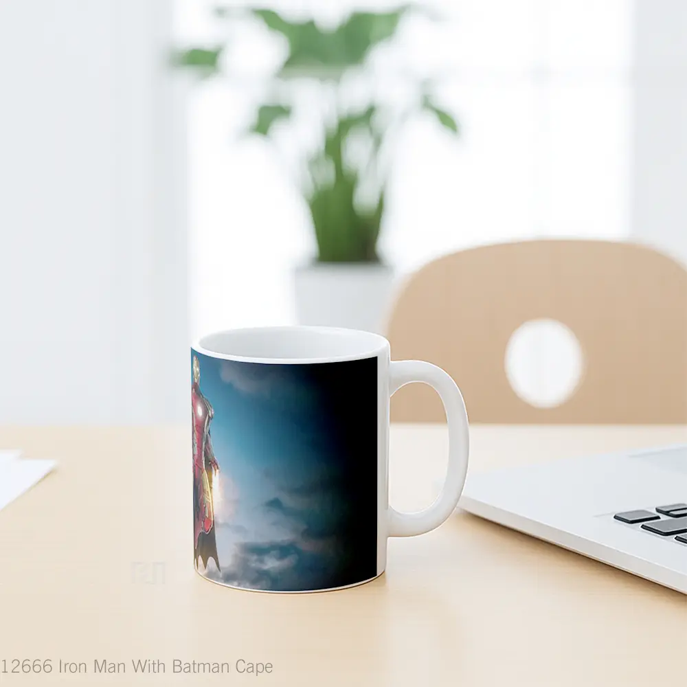 Mug Iron Man With Batman Cape Gelas Superhero - All-side / Desain