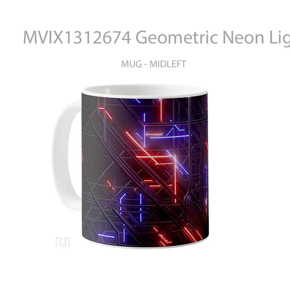 Mug Geometric Neon Lights Abstract Gelas Seni Modern - All-side / Desain