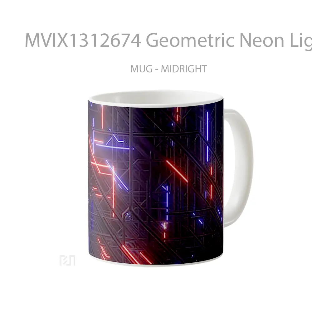 Mug Geometric Neon Lights Abstract Gelas Seni Modern - All-side / Desain