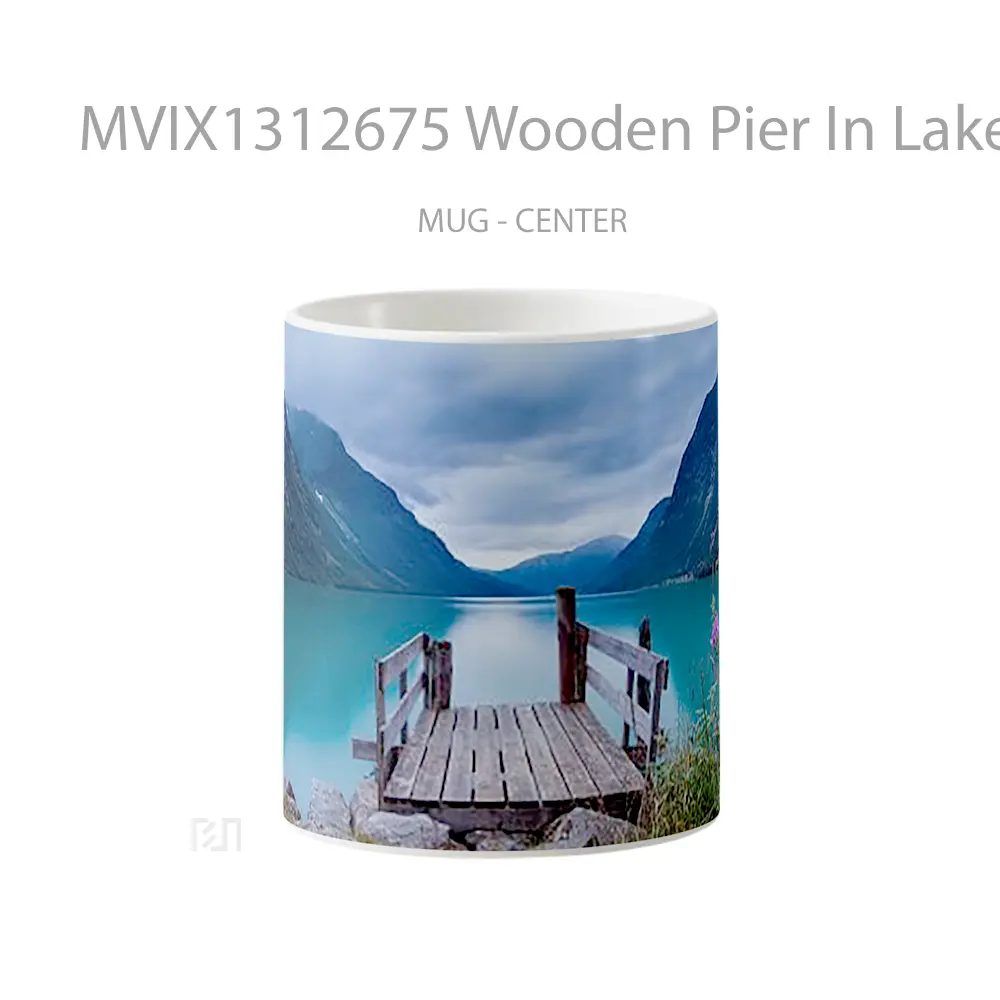 Mug Wooden Pier In Lake Gelas Pemandangan Alam