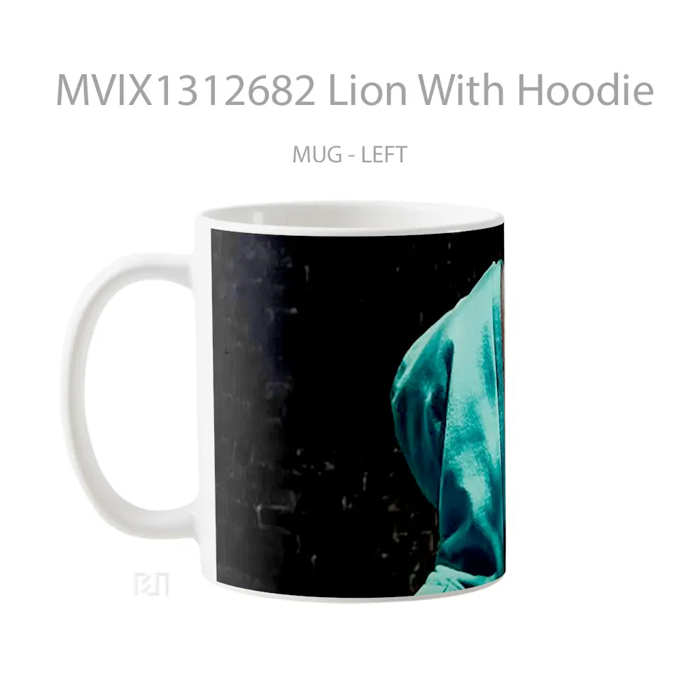 Mug Lion With Hoodie Gelas Hewan Lucu - All-side / Desain