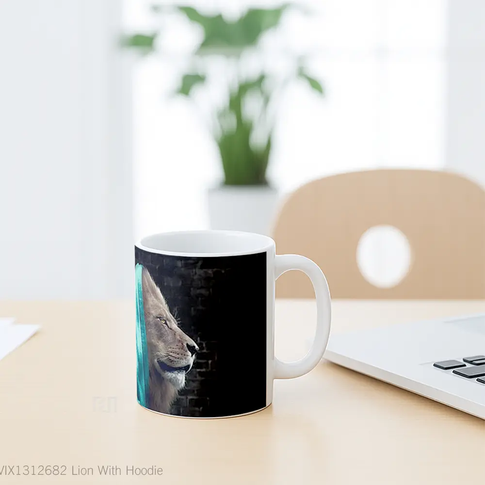 Mug Lion With Hoodie Gelas Hewan Lucu - All-side / Desain
