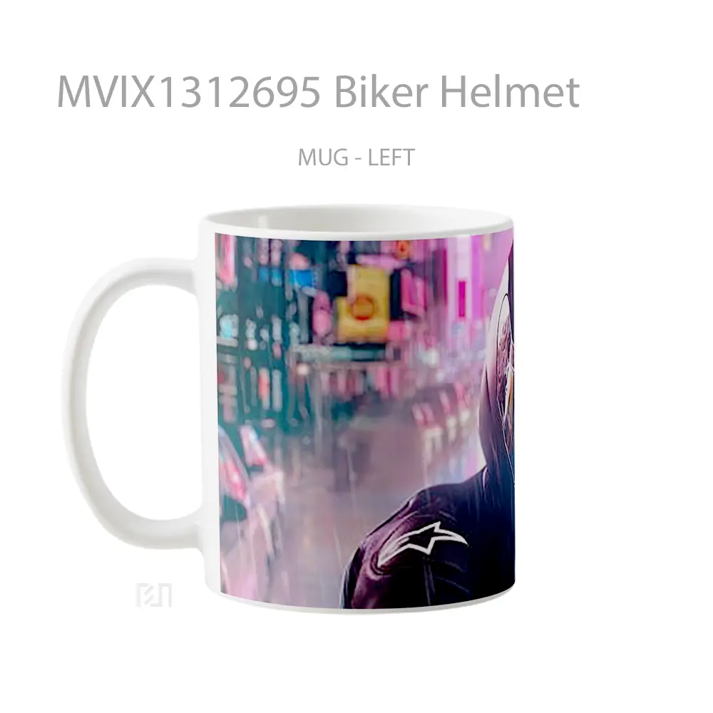 Mug Biker Helmet Gelas Keramik Unik - All-side / Desain