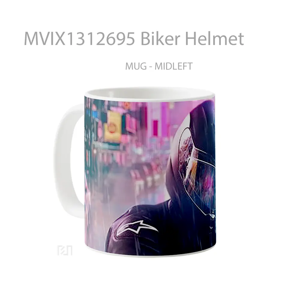 Mug Biker Helmet Gelas Keramik Unik - All-side / Desain