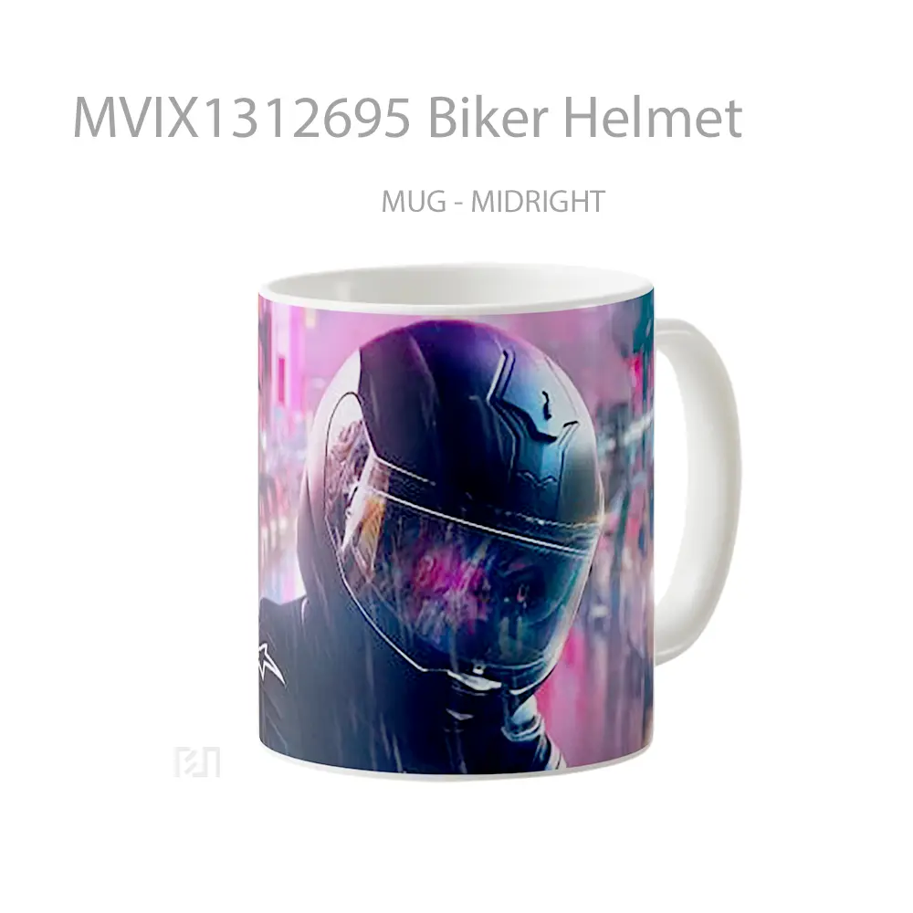 Mug Biker Helmet Gelas Keramik Unik - All-side / Desain