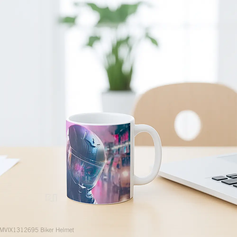 Mug Biker Helmet Gelas Keramik Unik - All-side / Desain