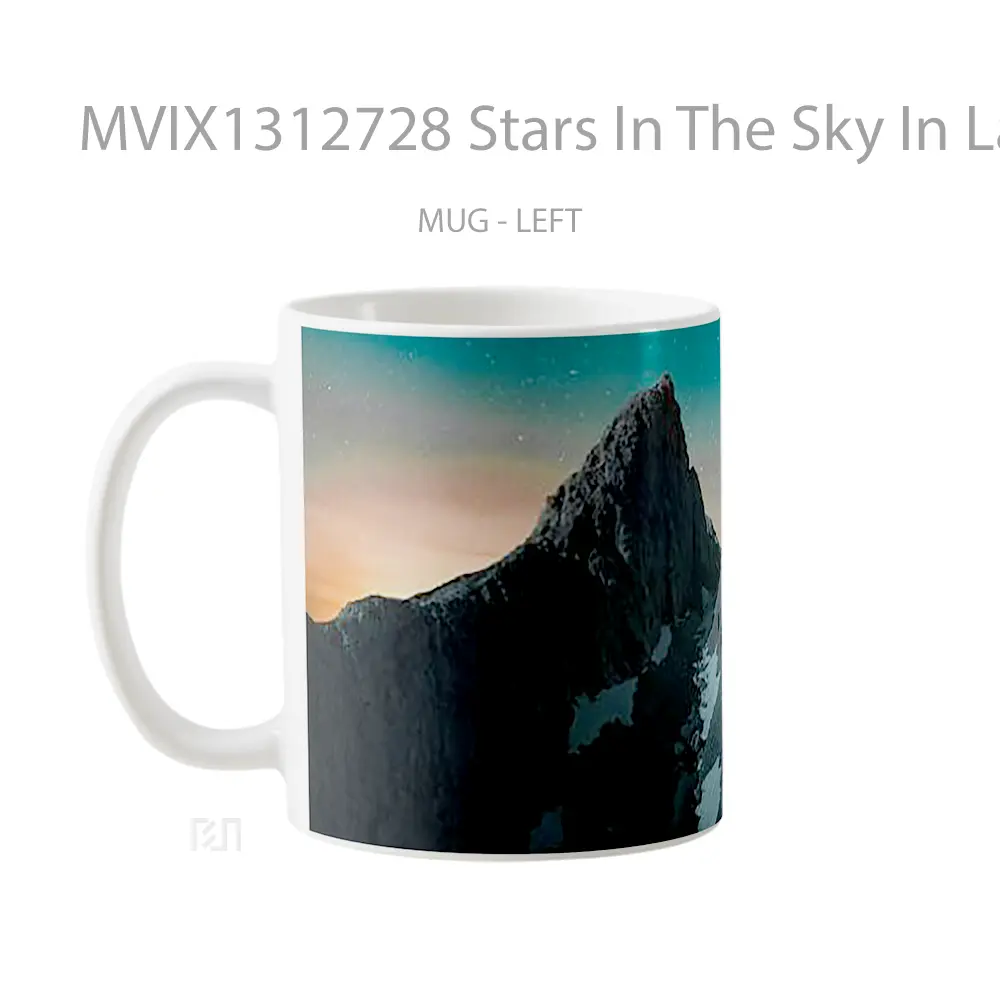 Mug Stars In The Sky In Landscape With Mountains Gelas Pemandangan Alam - All-side / Desain