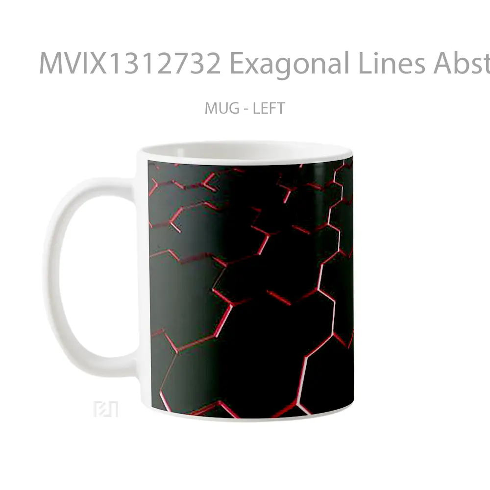 Mug Exagonal Lines Abstract Gelas Seni Modern - All-side / Desain