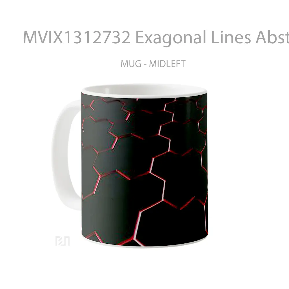 Mug Exagonal Lines Abstract Gelas Seni Modern - All-side / Desain