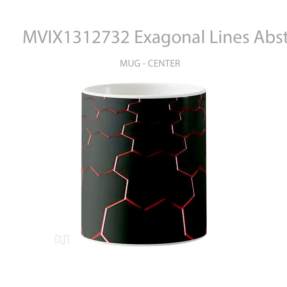 Mug Exagonal Lines Abstract Gelas Seni Modern