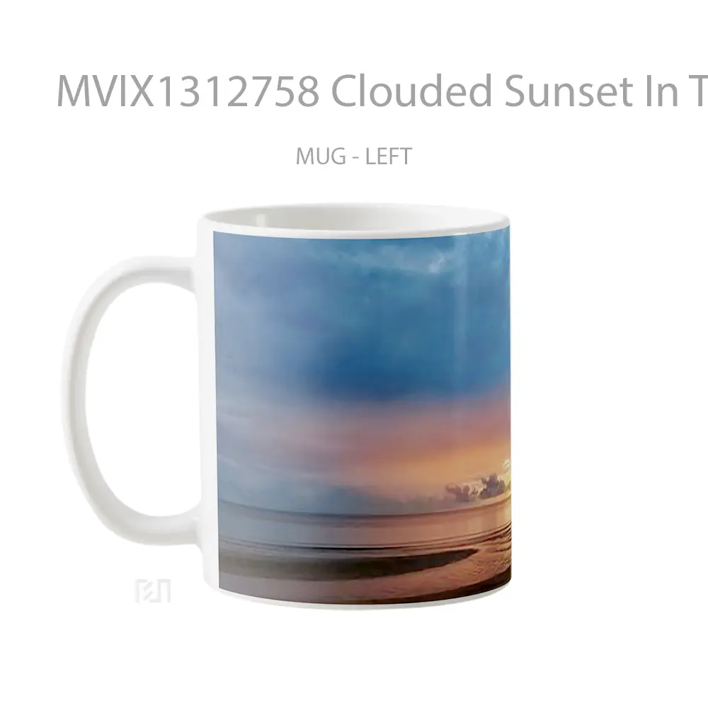 Mug Clouded Sunset In The Beach Gelas Pemandangan Alam - All-side / Desain