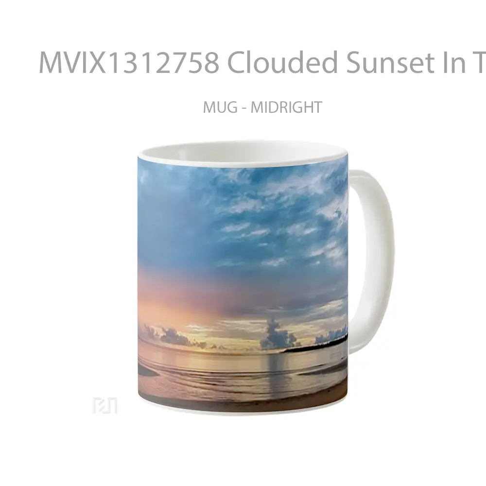 Mug Clouded Sunset In The Beach Gelas Pemandangan Alam - All-side / Desain