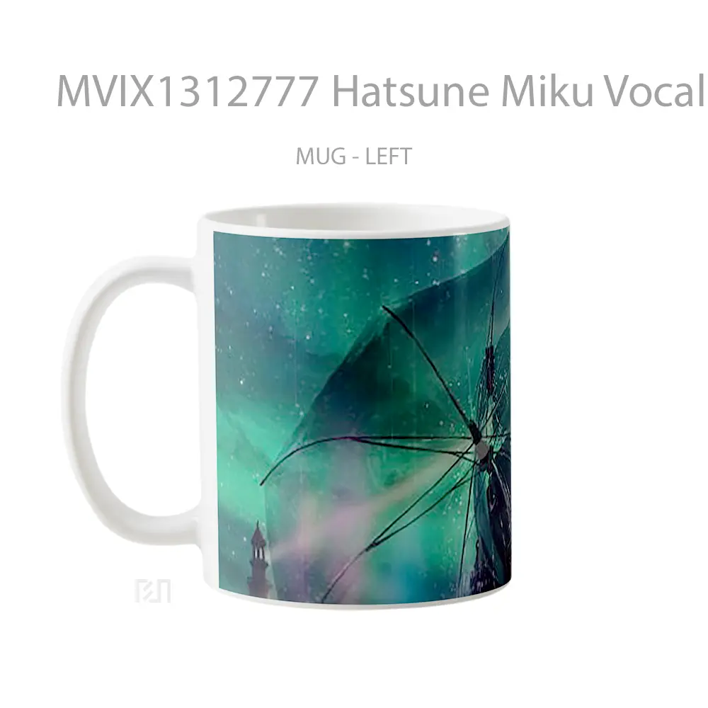 Mug Hatsune Miku Vocaloid In The Rain Gelas Pemandangan Alam - All-side / Desain