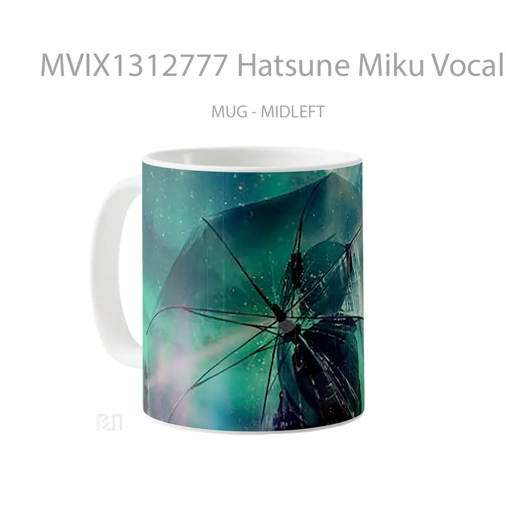 Mug Hatsune Miku Vocaloid In The Rain Gelas Pemandangan Alam - All-side / Desain