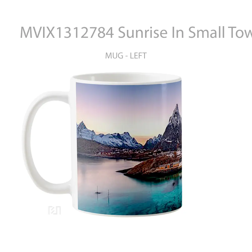 Mug Sunrise In Small Town In Norway Gelas Pemandangan Alam - All-side / Desain